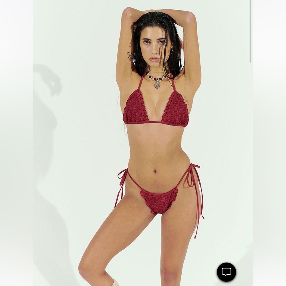 Frankie’s Bikinis Ruffle String Bikini Set